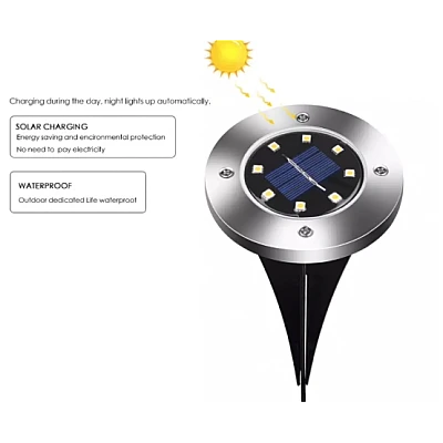 Set 4 Lampi Solare metalice Argintii Disk Lights pentru gradina Set 4 Lampi Solare metalice Argintii Disk Lights pentru gradina