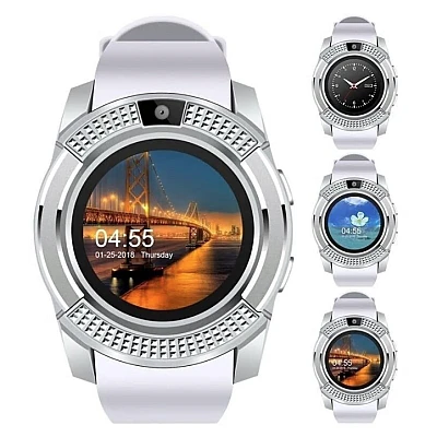 UB Smartwatch V8 HandsFree Bluetooth 3.0 Micro SIM Android Camera 1.3MP Alb