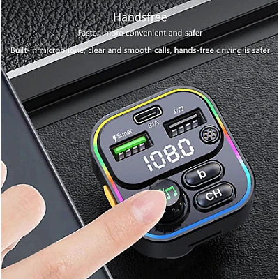 Modulator FM Auto cu Funcție Bluetooth Wireless RGB 7 Culori Modulator FM Auto cu Funcție Bluetooth Wireless RGB 7 Culori
