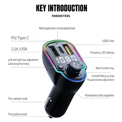 Modulator FM Bluetooth 5.0 Incarcare rapida MP3 Player Tip C PD 20W USB QC 3.0 ZTB A8 Modulator FM Bluetooth 5.0 Incarcare rapida MP3 Player Tip C PD 20W USB QC 3.0 ZTB A8