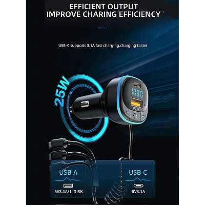 Modulator Fm 3in1 C31 Usb Cabluri Multiple Negru Modulator Fm 3in1 C31 Usb Cabluri Multiple Negru