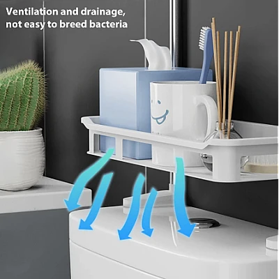 Suport depozitare multifunctional deasupra vasului wc cu doua rafturi Alb Suport depozitare multifunctional deasupra vasului wc cu doua rafturi Alb