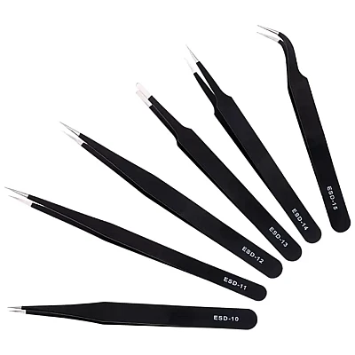 Set 6 pensete de precizie FAc otel inoxidabil antistatic Negru Set 6 pensete de precizie FAc otel inoxidabil antistatic Negru