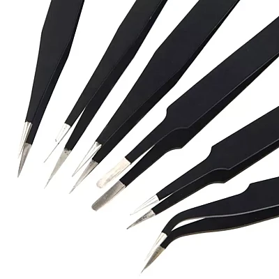 Set 6 pensete de precizie FAc otel inoxidabil antistatic Negru Set 6 pensete de precizie FAc otel inoxidabil antistatic Negru