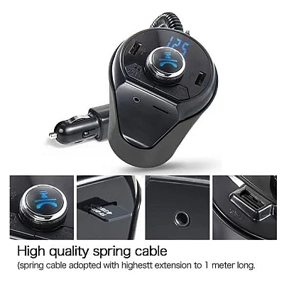 Kit Multifunctional BX6 BX7 FM functie Bluetooth cu 2 porturi USB Slot TF CARD AUX Negru Kit Multifunctional BX6 BX7 FM functie Bluetooth cu 2 porturi USB Slot TF CARD AUX Negru