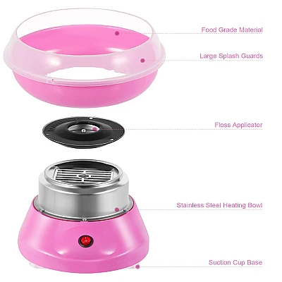 Masina pentru facut vata de zahar putere 450W Roz Masina pentru facut vata de zahar putere 450W Roz