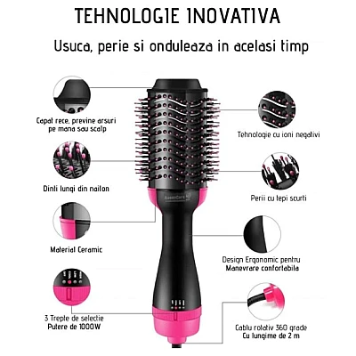 Perie electrica One Step 3in1 pentru volum cu aer cald uscator/ perie/ondulator 1000 W Perie electrica One Step 3in1 pentru volum cu aer cald uscator/ perie/ondulator 1000 W