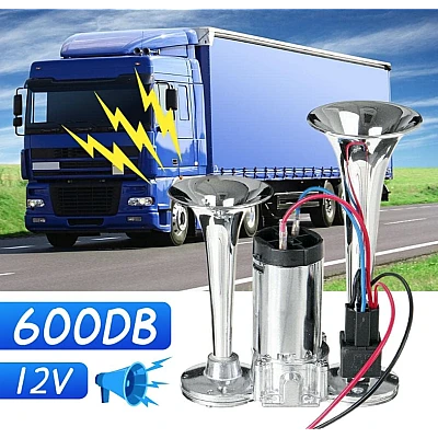 Claxon Chrome SL 1020 cu 2 goarne si compresor putere 12V Claxon Chrome SL 1020 cu 2 goarne si compresor putere 12V