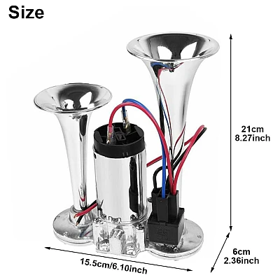 Claxon Chrome SL 1020 cu 2 goarne si compresor putere 12V Claxon Chrome SL 1020 cu 2 goarne si compresor putere 12V