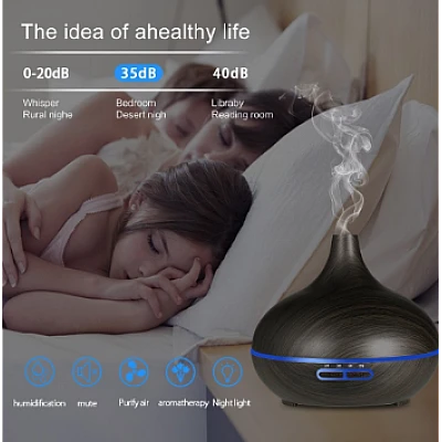 Umidificator de Aer 300ml LED DARK WOOD HUS 02-1 Difuzor Umidificator de Aer 300ml LED DARK WOOD HUS 02-1 Difuzor