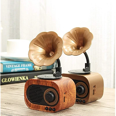 Boxa Portabila Retro Conectare Bluetooth cu USB/TF Baterie 1200 MAh Maro Boxa Portabila Retro Conectare Bluetooth cu USB/TF Baterie 1200 MAh Maro