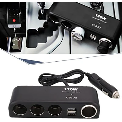 Priza auto 1525 Olesson 12V/24V cu 6 intrari 120W negru Priza auto 1525 Olesson 12V/24V cu 6 intrari 120W negru