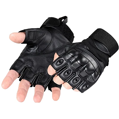 Manusi tactice militare fara degete masura L din vinil cu protectie cauciuc Negru Manusi tactice militare fara degete masura L din vinil cu protectie cauciuc Negru