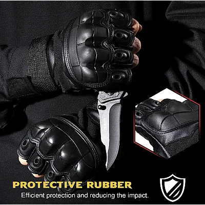 Manusi tactice militare fara degete masura L din vinil cu protectie cauciuc Negru Manusi tactice militare fara degete masura L din vinil cu protectie cauciuc Negru