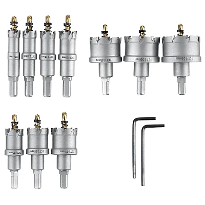 Cutie Metalica cu 10 Freze pentru Metal cu Pastile Vidia 16mm-53mm