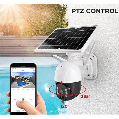 Camera de supraveghere Wifi cu Panou Solar Atasat si Senzor de Miscare alert PTZ Camera de supraveghere Wifi cu Panou Solar Atasat si Senzor de Miscare alert PTZ