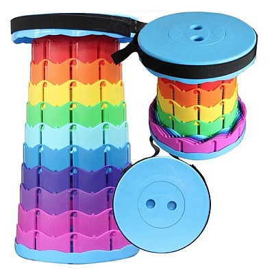 Scaun rotund portabil extensibil cu pliere telescopica pentru camping Negru/Rosu Scaun rotund portabil extensibil cu pliere telescopica pentru camping Negru/Rosu