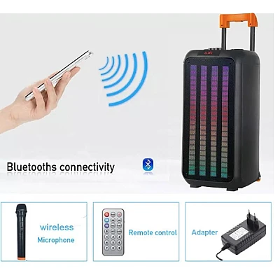 Boxa profesionala portabila cu Bluetooth NDR 1098 de 8 inch x 2 600w Boxa profesionala portabila cu Bluetooth NDR 1098 de 8 inch x 2 600w