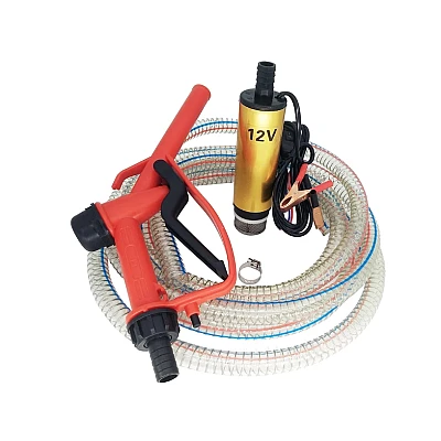 Pachet pompa transfer benzina motorina si alte lichide 12V cu furtun 3 metri si pistol Pachet pompa transfer benzina motorina si alte lichide 12V cu furtun 3 metri si pistol