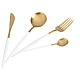 Set de 4 piese tacamuri in stil portughez- culoare alb mat si auriu Set de 4 piese tacamuri in stil portughez- culoare alb mat si auriu