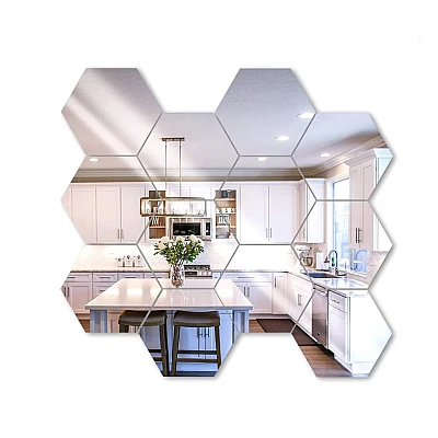 Set 12 Oglinzi Design Hexagon MARI 20x23 - Oglinzi Decorative Acrilice Cristal - Diamant - Fagure 12 bucati/set TA Set 12 Oglinzi Design Hexagon MARI 20x23 - Oglinzi Decorative Acrilice Cristal - Diamant - Fagure 12 bucati/set TA