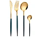 Set de 24 piese tacamuri in stil portughez- culoare Albastru si Auriu Set de 24 piese tacamuri in stil portughez- culoare Albastru si Auriu
