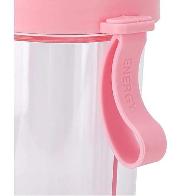 Pahar dublu 600 ml cu 2 paie ROZ Pahar dublu 600 ml cu 2 paie ROZ