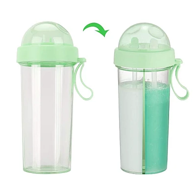 Pahar dublu 600 ml cu 2 paie VERDE Pahar dublu 600 ml cu 2 paie VERDE