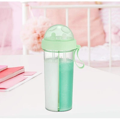 Pahar dublu 600 ml cu 2 paie VERDE Pahar dublu 600 ml cu 2 paie VERDE