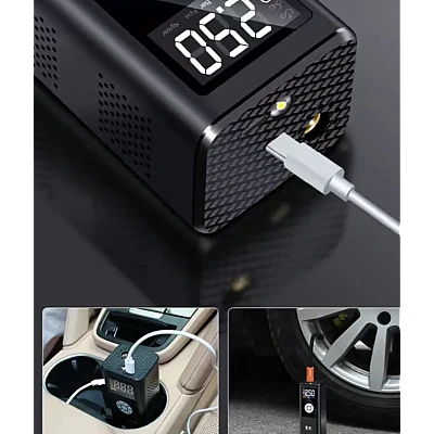 Compresor de aer digital JM 8803 portabil cu lanterna Compresor de aer digital JM 8803 portabil cu lanterna