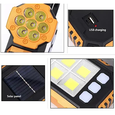 Lanterna solara HS-8029-7-B multifunctionala cu 3 surse de lumin COB Lanterna solara HS-8029-7-B multifunctionala cu 3 surse de lumin COB