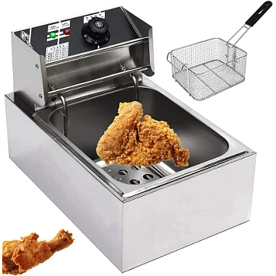 Friteuza electrica de grasime capacitate 6L si maner din otel inoxidabil Friteuza electrica de grasime capacitate 6L si maner din otel inoxidabil