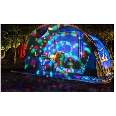 Lampa solara cu LED alb rece si glob rotativ disco 21 cm HB5509 Lampa solara cu LED alb rece si glob rotativ disco 21 cm HB5509