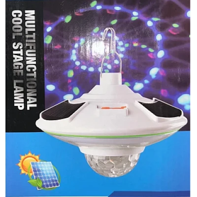 Lampa solara cu LED alb rece si glob rotativ disco 21 cm HB5509 Lampa solara cu LED alb rece si glob rotativ disco 21 cm HB5509