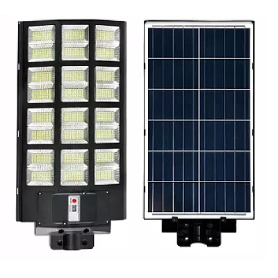 Lampa Solara Stradala Tripla cu Telecomanda si Panou Solar Incorporat 1000W 24 casete Lampa Solara Stradala Tripla cu Telecomanda si Panou Solar Incorporat 1000W 24 casete