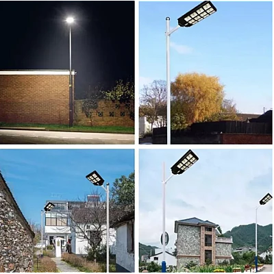 Lampa Solara Stradala Tripla cu Telecomanda si Panou Solar Incorporat 1000W 24 casete Lampa Solara Stradala Tripla cu Telecomanda si Panou Solar Incorporat 1000W 24 casete