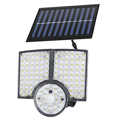 Lampa solara cu 3 casete reglabile senzor de miscare si 112 LED Lampa solara cu 3 casete reglabile senzor de miscare si 112 LED