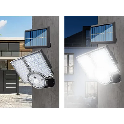 Lampa solara cu 3 casete reglabile senzor de miscare si 112 LED Lampa solara cu 3 casete reglabile senzor de miscare si 112 LED