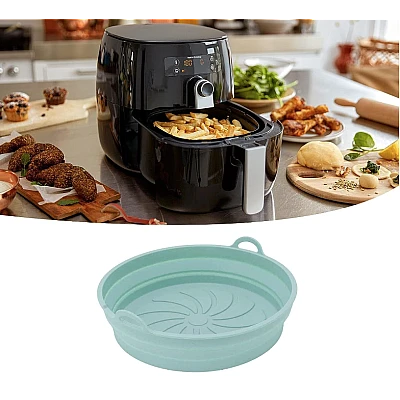 Set 2 x Tava rotunda din silicon pentru friteuza stil cosulet cu 2 manere Set 2 x Tava rotunda din silicon pentru friteuza stil cosulet cu 2 manere