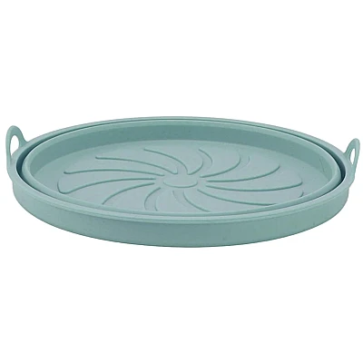 Set 2 x Tava rotunda din silicon pentru friteuza stil cosulet cu 2 manere Set 2 x Tava rotunda din silicon pentru friteuza stil cosulet cu 2 manere