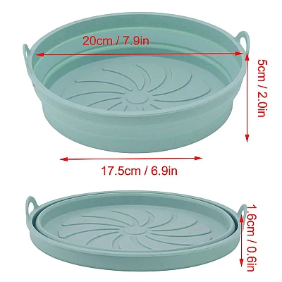 Set 2 x Tava rotunda din silicon pentru friteuza stil cosulet cu 2 manere Set 2 x Tava rotunda din silicon pentru friteuza stil cosulet cu 2 manere