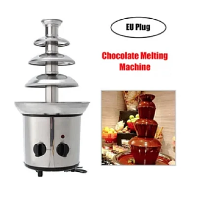 Fantana cu fondue de ciocolata 4 niveluri din orel inoxidabil Fantana cu fondue de ciocolata 4 niveluri din orel inoxidabil