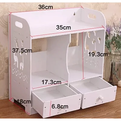 Cutie de depozitare cosmetice cu 2 sertare Alb Cutie de depozitare cosmetice cu 2 sertare Alb