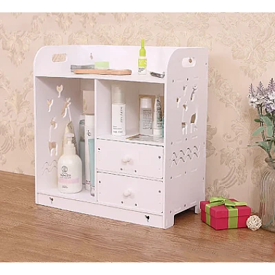 Cutie de depozitare cosmetice cu 2 sertare Alb Cutie de depozitare cosmetice cu 2 sertare Alb