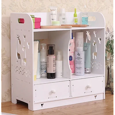 Cutie de depozitare cosmetice cu 2 sertare Alb Cutie de depozitare cosmetice cu 2 sertare Alb