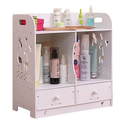 Cutie de depozitare cosmetice cu 2 sertare Alb Cutie de depozitare cosmetice cu 2 sertare Alb