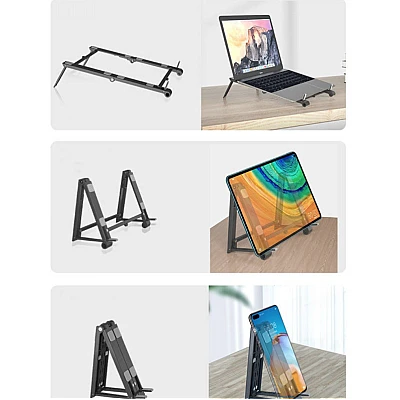 Suport pliabil laptop telefon tableta Andowl Q ZJ009 negru Suport pliabil laptop telefon tableta Andowl Q ZJ009 negru