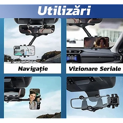 Suport de telefon auto Q ZJ008 prindere pe oglinda retrovizoare brate ajustabile rotativ Suport de telefon auto Q ZJ008 prindere pe oglinda retrovizoare brate ajustabile rotativ