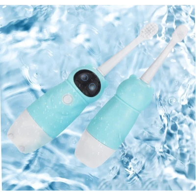 Periuta albastra electrica de dinti pentru copii ursulet