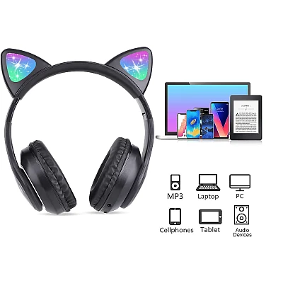 Casti wireless pliabile Urechi de pisica VZV-23M NEGRE Casti wireless pliabile Urechi de pisica VZV-23M NEGRE